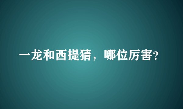一龙和西提猜，哪位厉害？