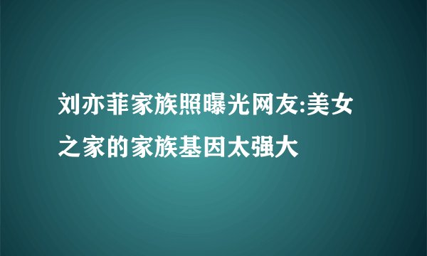 刘亦菲家族照曝光网友:美女之家的家族基因太强大