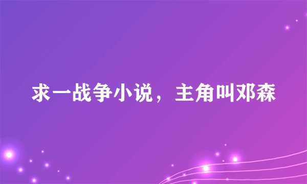 求一战争小说，主角叫邓森