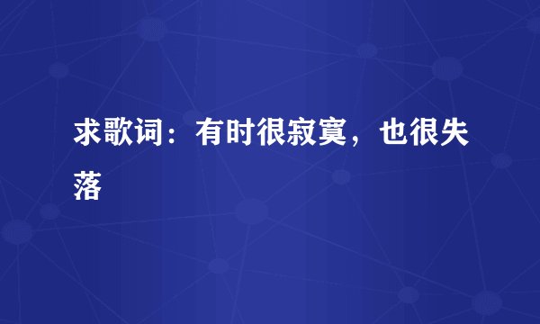 求歌词：有时很寂寞，也很失落