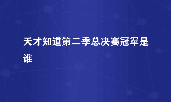 天才知道第二季总决赛冠军是谁