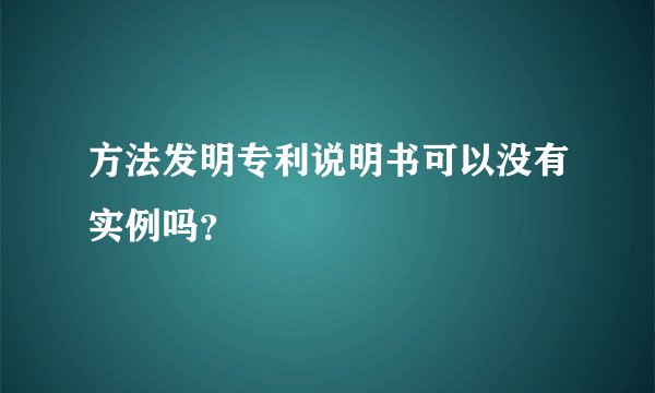 方法发明专利说明书可以没有实例吗?