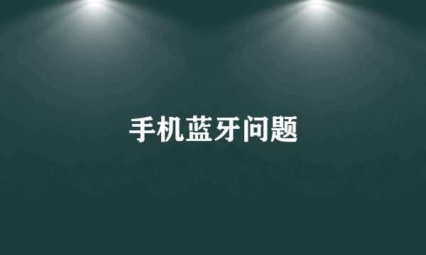 手机蓝牙问题
