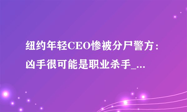 纽约年轻CEO惨被分尸警方：凶手很可能是职业杀手_飞外新闻