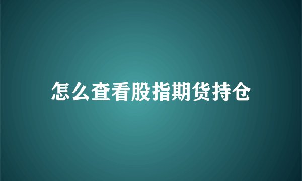 怎么查看股指期货持仓