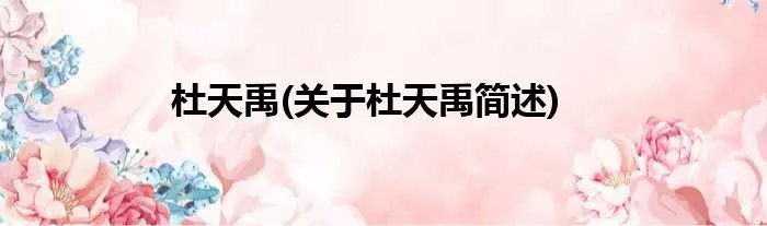 杜天禹(关于杜天禹简述)