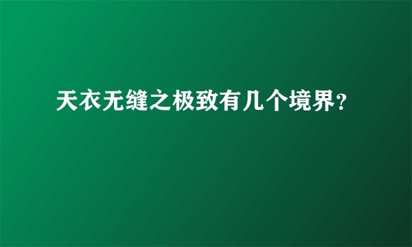 天衣无缝之极致有几个境界？