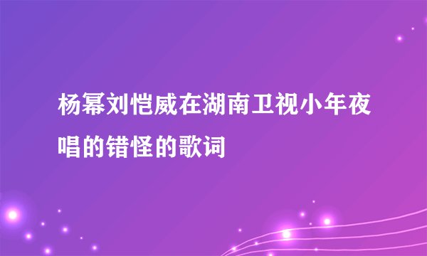 杨幂刘恺威在湖南卫视小年夜唱的错怪的歌词