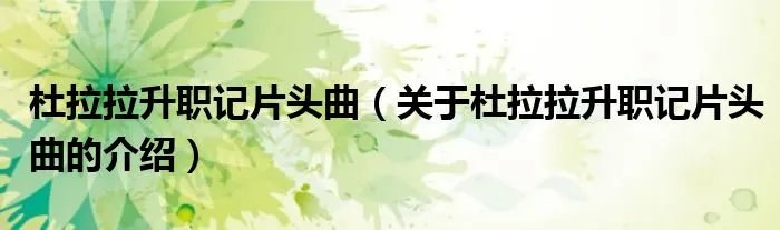 杜拉拉升职记片头曲（关于杜拉拉升职记片头曲的介绍）