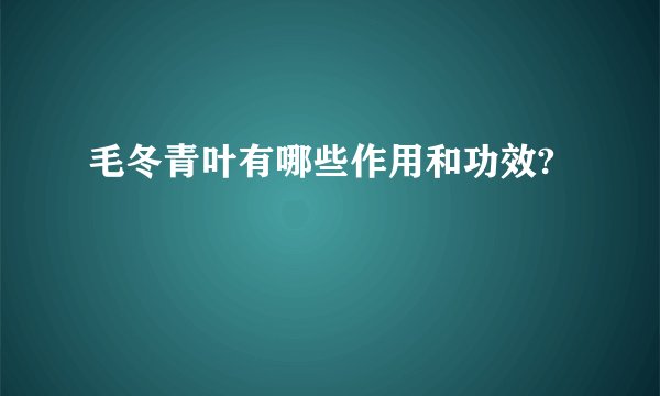 毛冬青叶有哪些作用和功效?