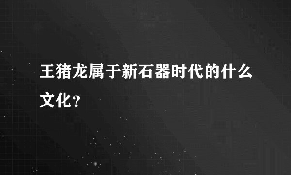 王猪龙属于新石器时代的什么文化？