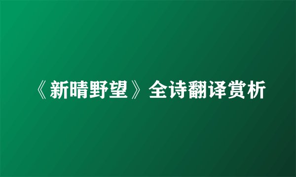 《新晴野望》全诗翻译赏析
