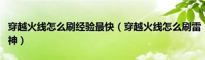 穿越火线怎么刷经验最快（穿越火线怎么刷雷神）