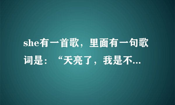 she有一首歌，里面有一句歌词是：“天亮了，我是不是该离开了”