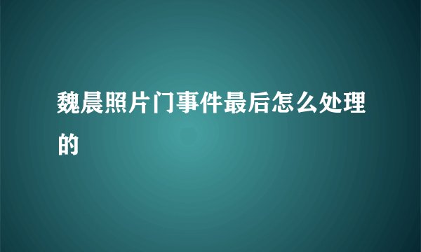 魏晨照片门事件最后怎么处理的