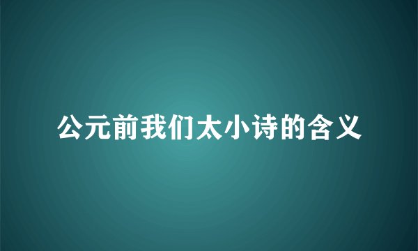 公元前我们太小诗的含义