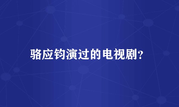 骆应钧演过的电视剧？
