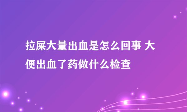 拉屎大量出血是怎么回事 大便出血了药做什么检查