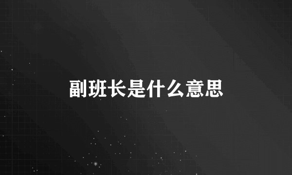 副班长是什么意思