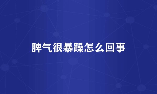 脾气很暴躁怎么回事