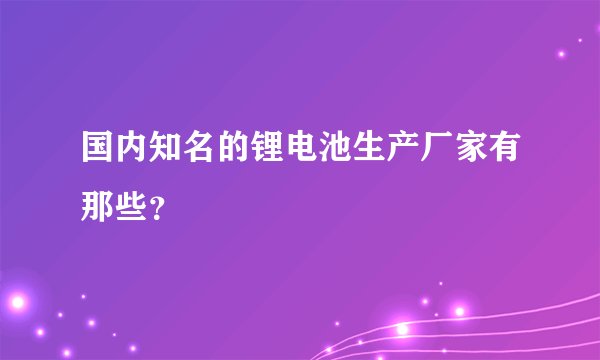 国内知名的锂电池生产厂家有那些?
