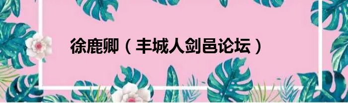 徐鹿卿（丰城人剑邑论坛）