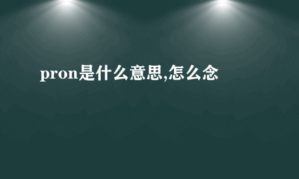 pron是什么意思,怎么念