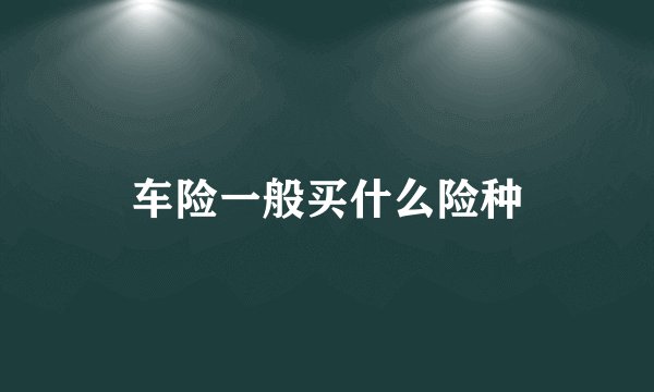 车险一般买什么险种