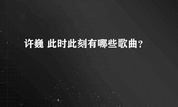 许巍 此时此刻有哪些歌曲？