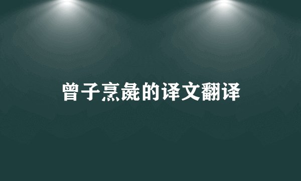 曾子烹彘的译文翻译
