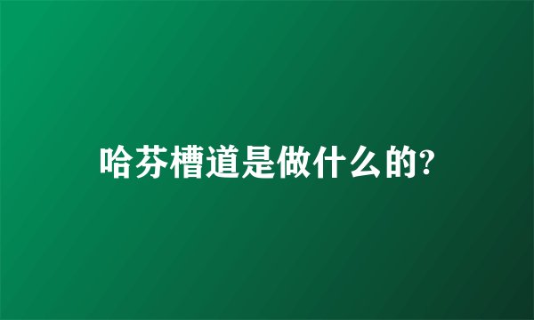 哈芬槽道是做什么的?