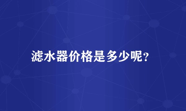滤水器价格是多少呢？