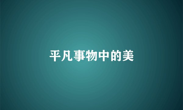 平凡事物中的美