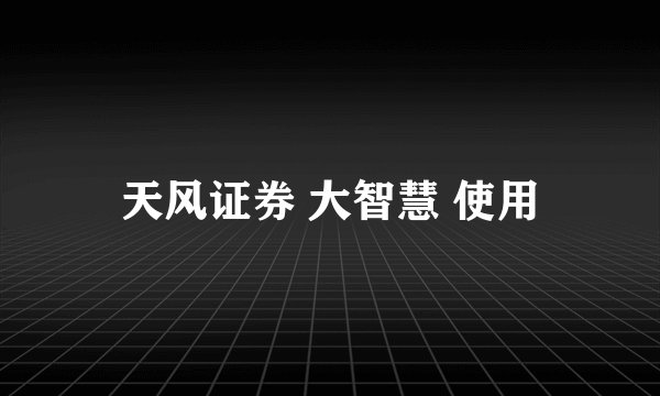 天风证券 大智慧 使用