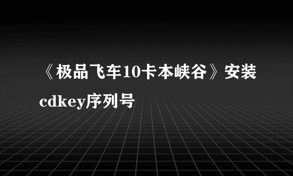 《极品飞车10卡本峡谷》安装cdkey序列号