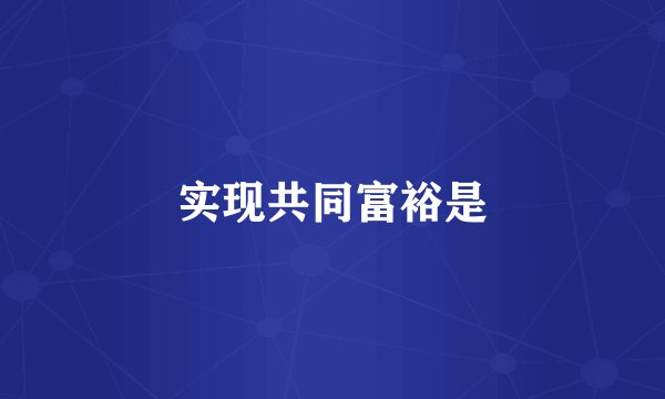 实现共同富裕是
