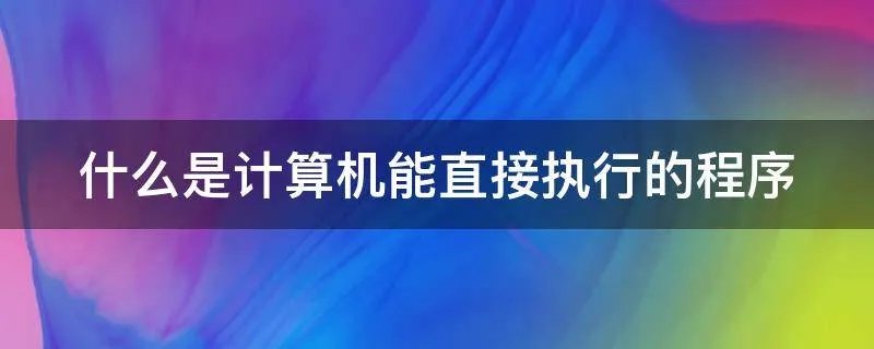 什么是计算机能直接执行的程序