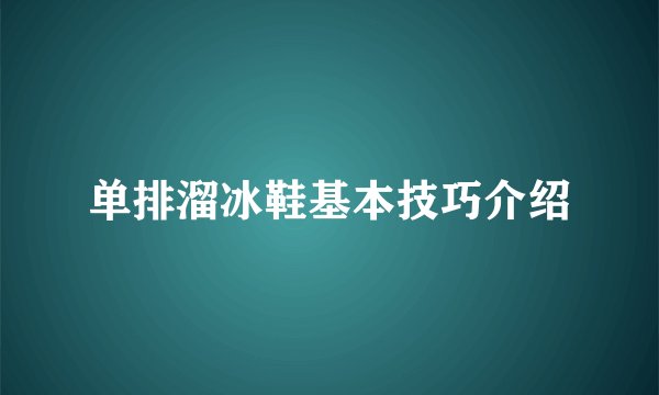 单排溜冰鞋基本技巧介绍