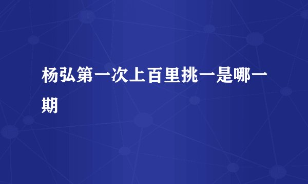 杨弘第一次上百里挑一是哪一期