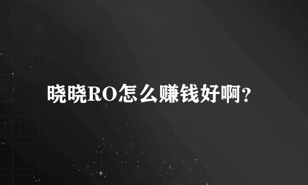 晓晓RO怎么赚钱好啊？