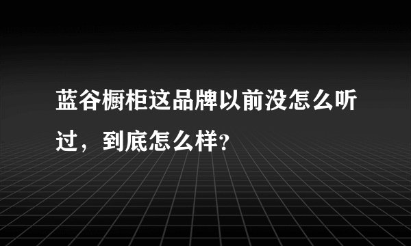 蓝谷橱柜这品牌以前没怎么听过，到底怎么样？