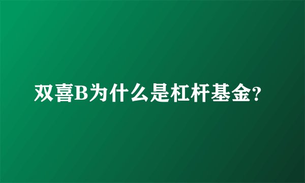 双喜B为什么是杠杆基金？