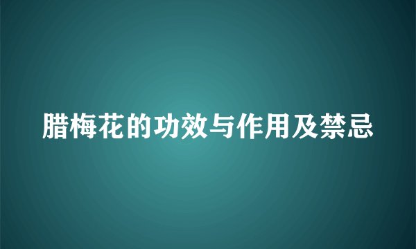 腊梅花的功效与作用及禁忌