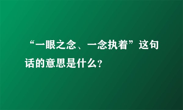 “一眼之念、一念执着”这句话的意思是什么？