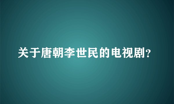 关于唐朝李世民的电视剧？