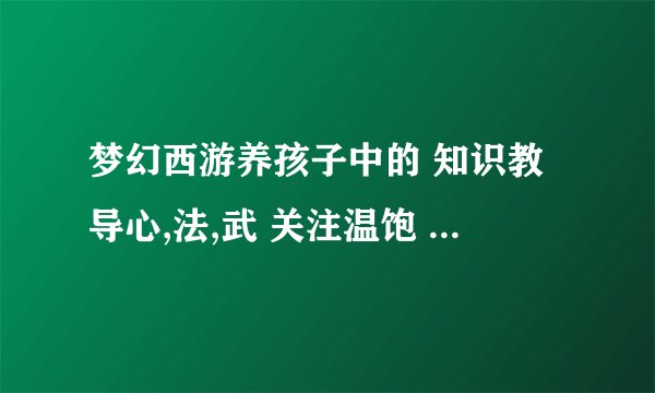 梦幻西游养孩子中的 知识教导心,法,武 关注温饱 是什么意思 来个强人 急需谢谢