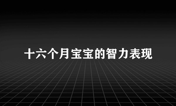 十六个月宝宝的智力表现