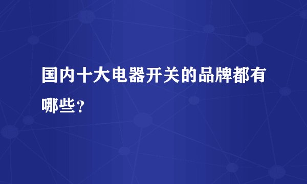 国内十大电器开关的品牌都有哪些？